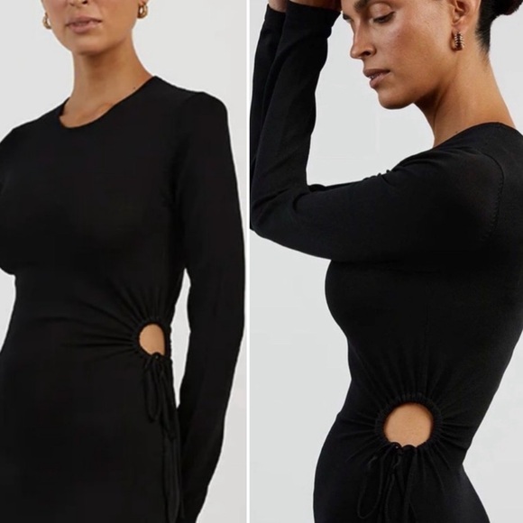 DISSH GRACE BLACK CREW CUT OUT MIDI DRESS NWT XS Long Sleeve - Picture 6 of 16